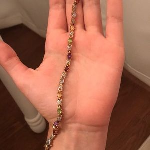 Gold plated bracelet with colorful jewels